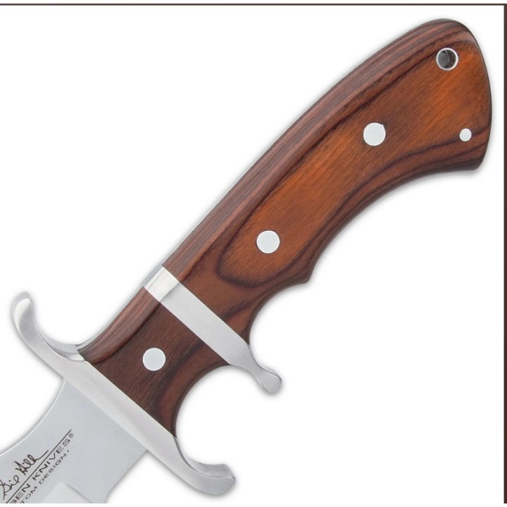 Couteau Hibben Sub-Hilt Fighter Lame Acier 5Cr15MoV Manche Bois Etui Cuir GH5111 - Livraison Gratuite 