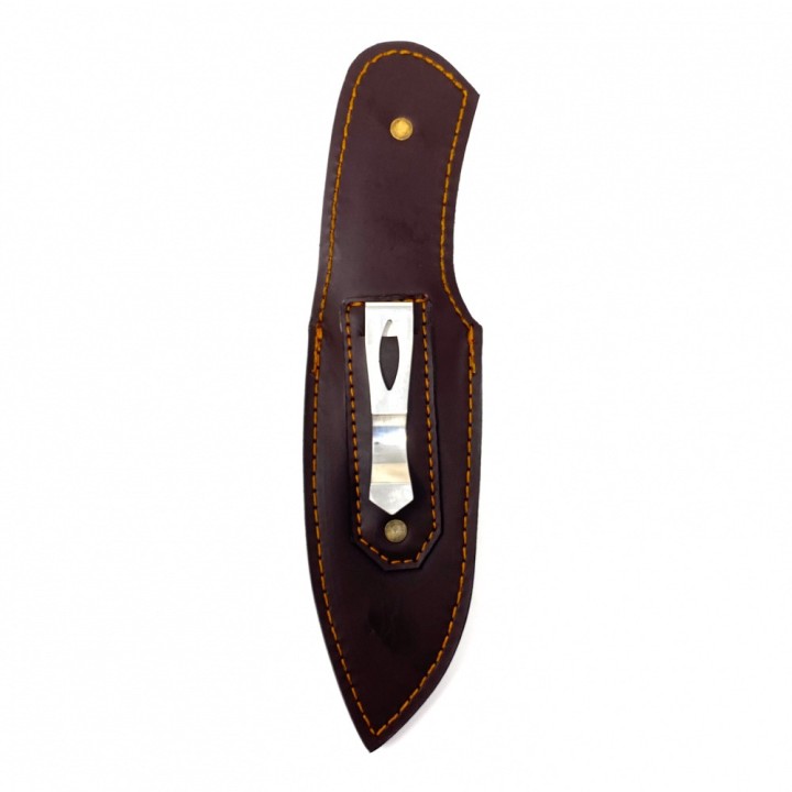 Couteau Damas BucknBear Blue Pro-Lite Hunter Lame 256 Couches Manche G10 Etui Cuir BNB13353 - Livraison Gratuite
