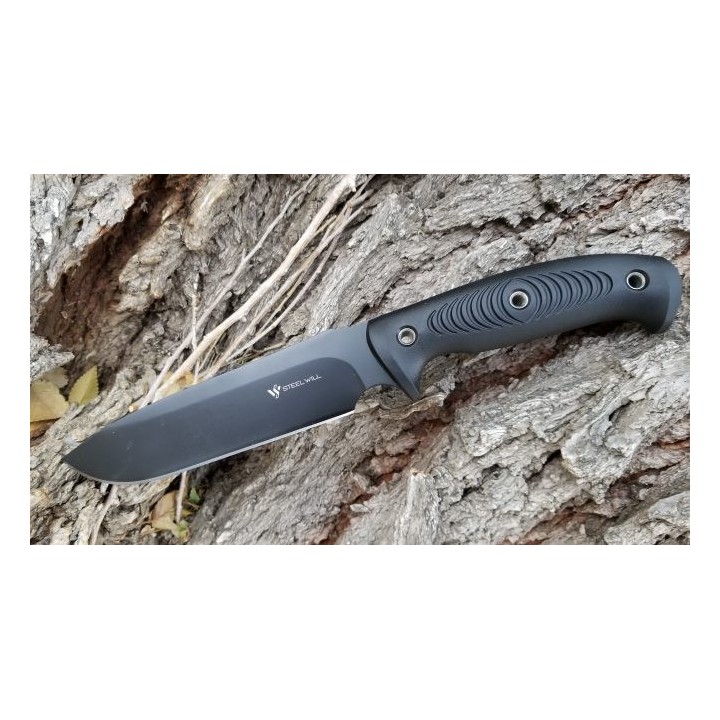 Couteau Steel Will Roamer R300-1BK Black Lame Acier D2 Manche TPE Etui Nylon SMGR3001BK - Livraison Gratuite