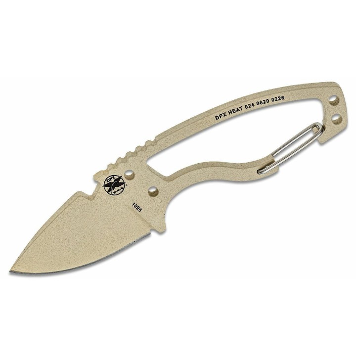 Couteau DPx Gear HEAT Hiker Desert Tan Lame Acier Carbone 1095 Manche Mousqueton Etui Kydex USA DPXHTX024 - Livraison Gratuite