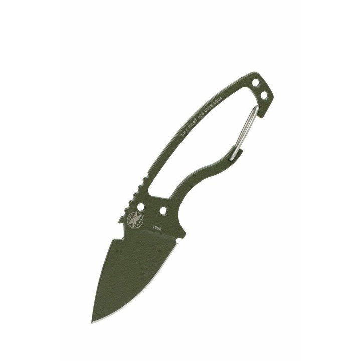 Couteau DPx Gear HEAT Hiker Green Lame Acier Carbone 1095 Manche Mousqueton Etui Kydex USA DPXHTX025 - Livraison Gratuite