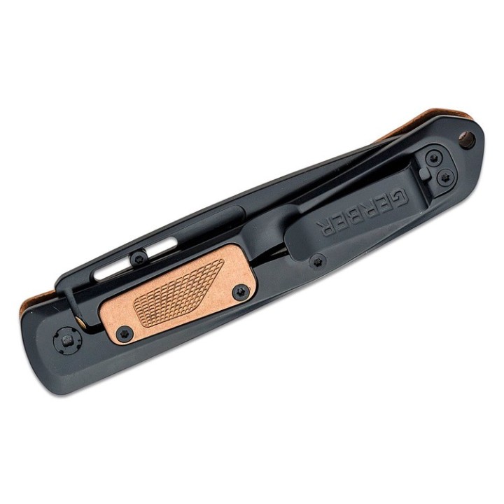 Couteau Gerber Affinity Copper Manche Cuivre/Acier Lame Acier D2 Framelock Clip G1866 - Livraison Gratuite
