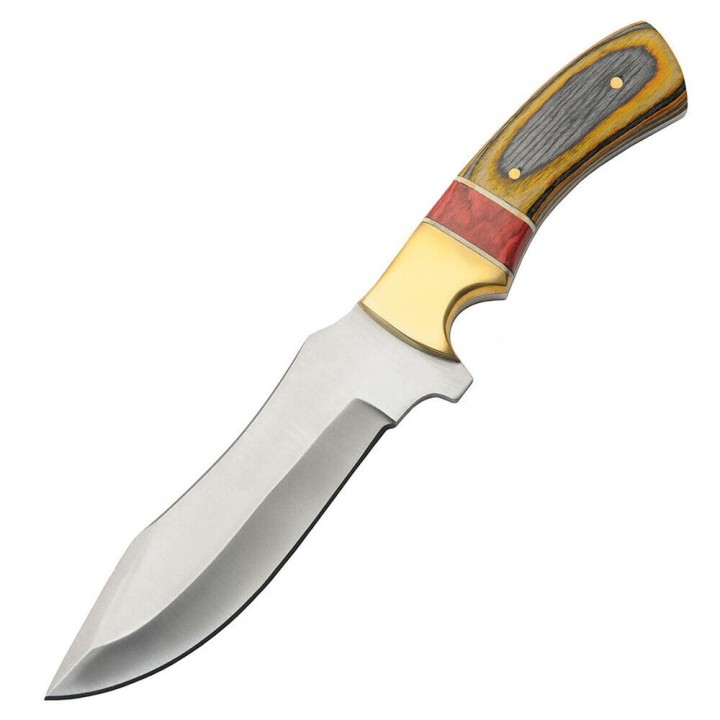 Couteau Bushcraft Rite Edge Hunter Lame Acier Inox Manche Bois Etui Cuir PA203449AM - Livraison Gratuite