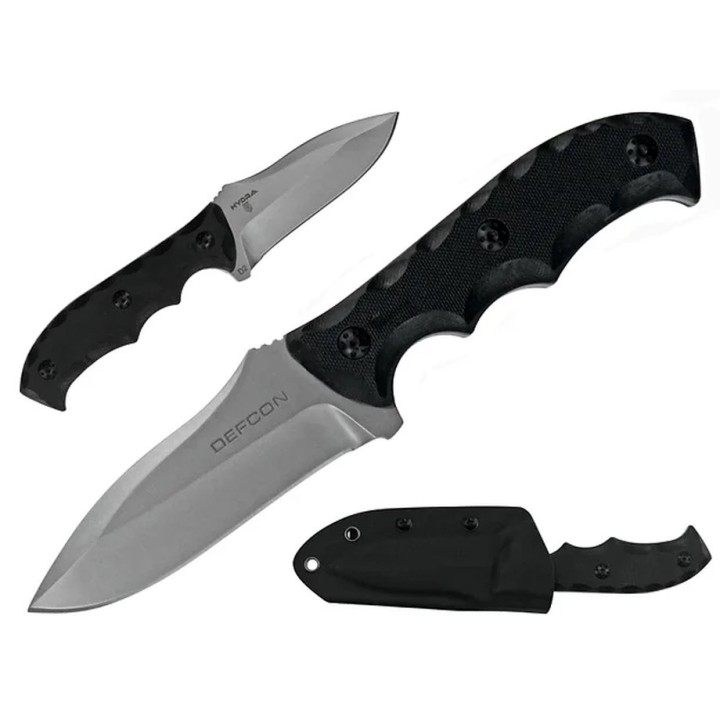 Couteau Bushcraft Survie Defcon Hydra Lame Acier D2 Manche G10 Etui Kydex TD005 - Livraison Gratuite
