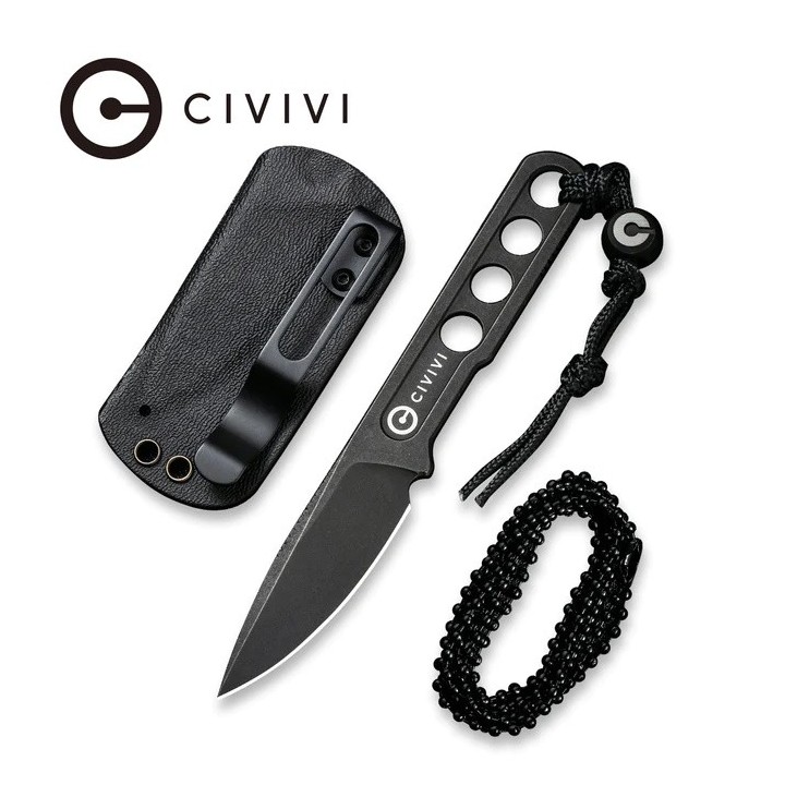 Couteau De Cou CIVIVI Circulus Black Lame Acier 10Cr15CoMoV Etui Kydex CIVC220122 - Livraison Gratuite