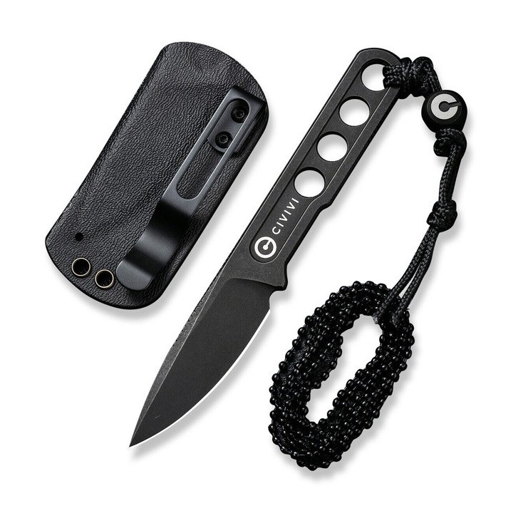 Couteau De Cou CIVIVI Circulus Black Lame Acier 10Cr15CoMoV Etui Kydex CIVC220122 - Livraison Gratuite