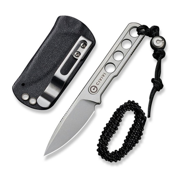 Couteau De Cou CIVIVI Circulus Stonewash Lame Acier 10Cr15CoMoV Etui Kydex CIVC220122 - Livraison Gratuite
