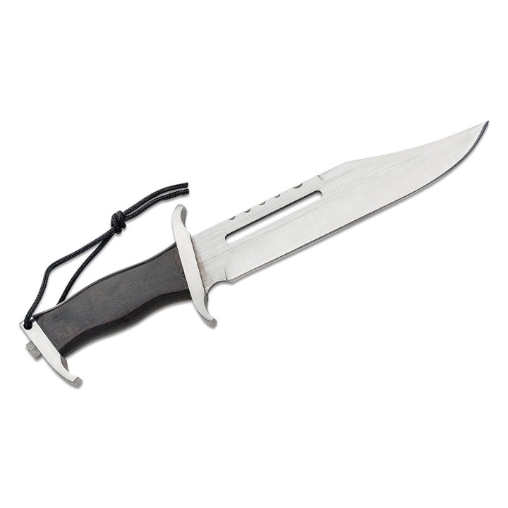 Couteau Rambo III Mini Sylvester Stallone Signature Edition Lame Acier 420 Manche Bois Etui Cuir RB9433 - Livraison Gratuite