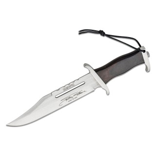 Couteau Rambo III Mini Sylvester Stallone Signature Edition Lame Acier 420 Manche Bois Etui Cuir RB9433 - Livraison Gratuite