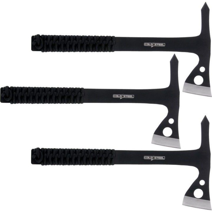 Lot de 3 Haches de Lancer Cold Steel Throwing Axes Lame Acier 420 Manche Paracorde Etui Nylon CSTH175AX3PK - Livraison Gratuite