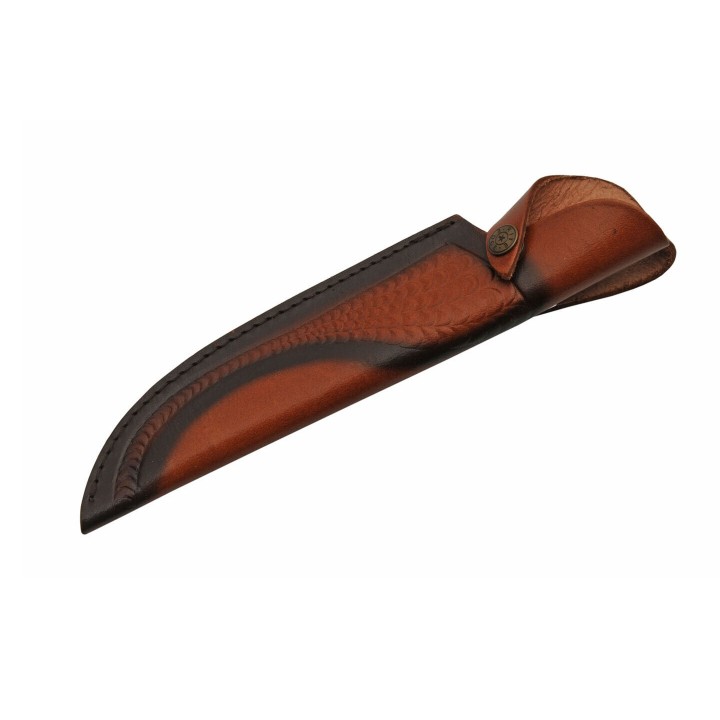 Poignard Couteau de Chasse Bowie Classic Hunter Lame Acier 3Cr13 Manche Bois Etui Cuir PA203418 - Livraison Gratuite