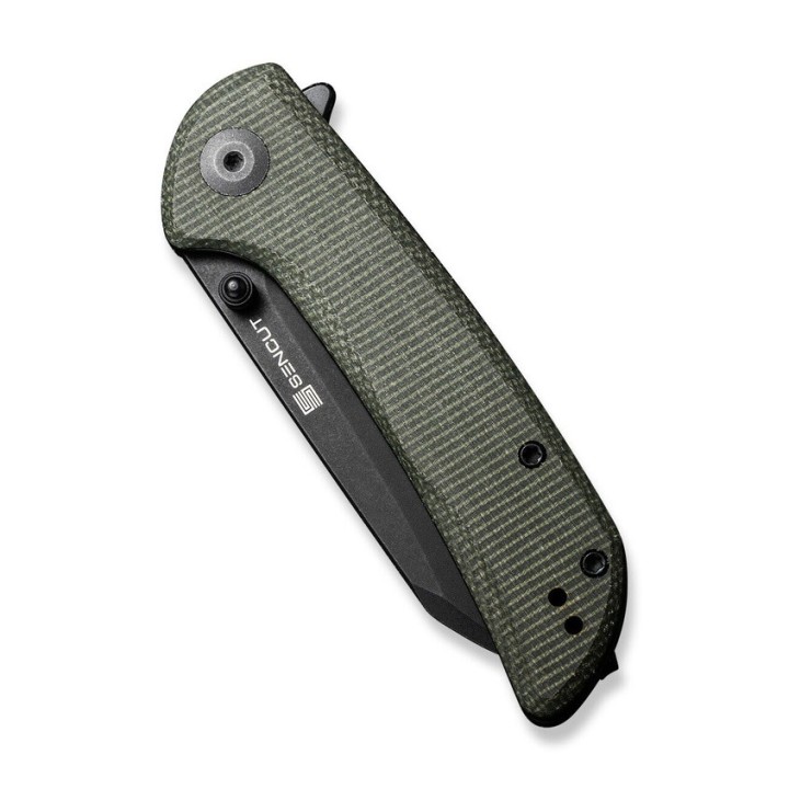 Couteau Sencut Fritch Green Lame Acier 9Cr18MoV Manche Micarta IKBS Linerlock Clip S220141 - Livraison Gratuite