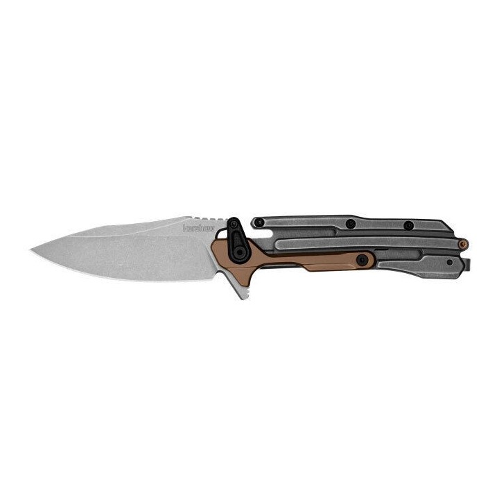 Couteau Kershaw Frontrunner Lame Acier D2 Manche Acier IKBS Framelock Clip KS2039 - Livraison Gratuite
