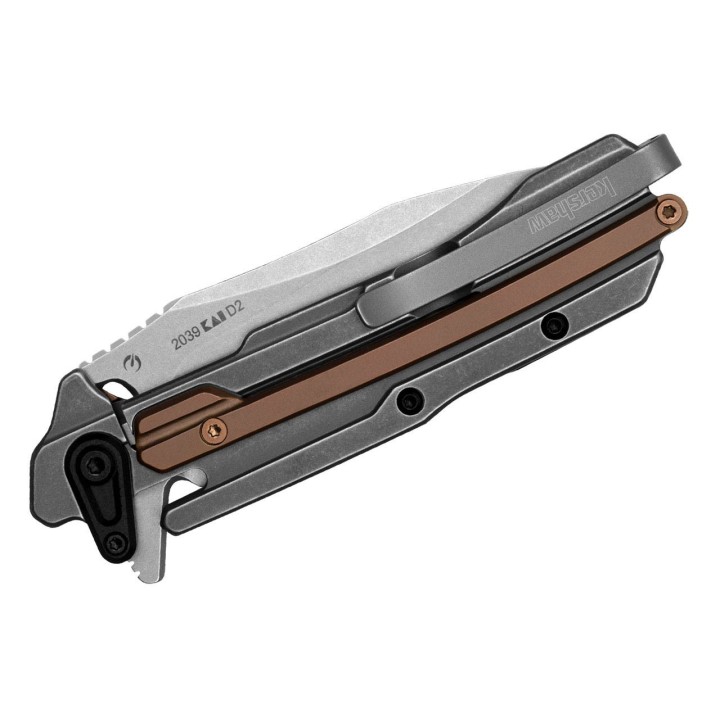 Couteau Kershaw Frontrunner Lame Acier D2 Manche Acier IKBS Framelock Clip KS2039 - Livraison Gratuite