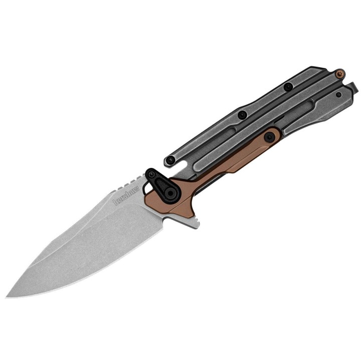Couteau Kershaw Frontrunner Lame Acier D2 Manche Acier IKBS Framelock Clip KS2039 - Livraison Gratuite