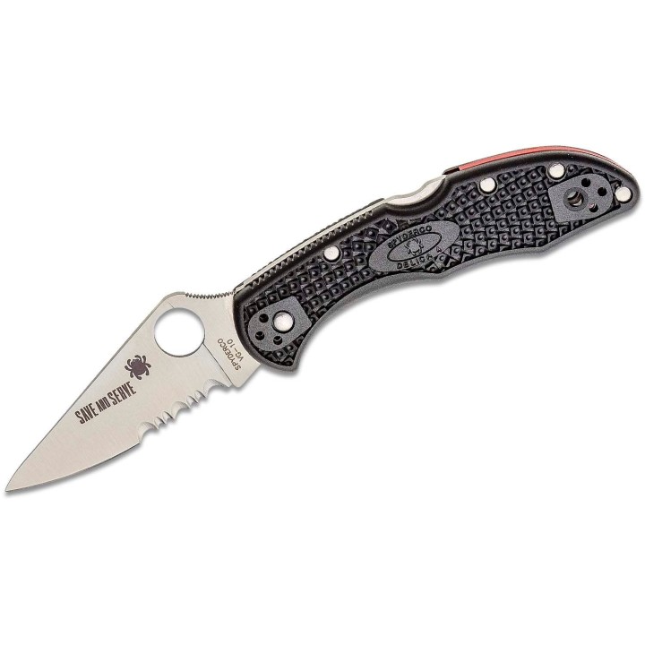 Couteau Spyderco Delica 4 Red Line Lame Acier VG10 Combo Manche FRN Lockback Clip Japan SC11FPSBKRD - Livraison Gratuite