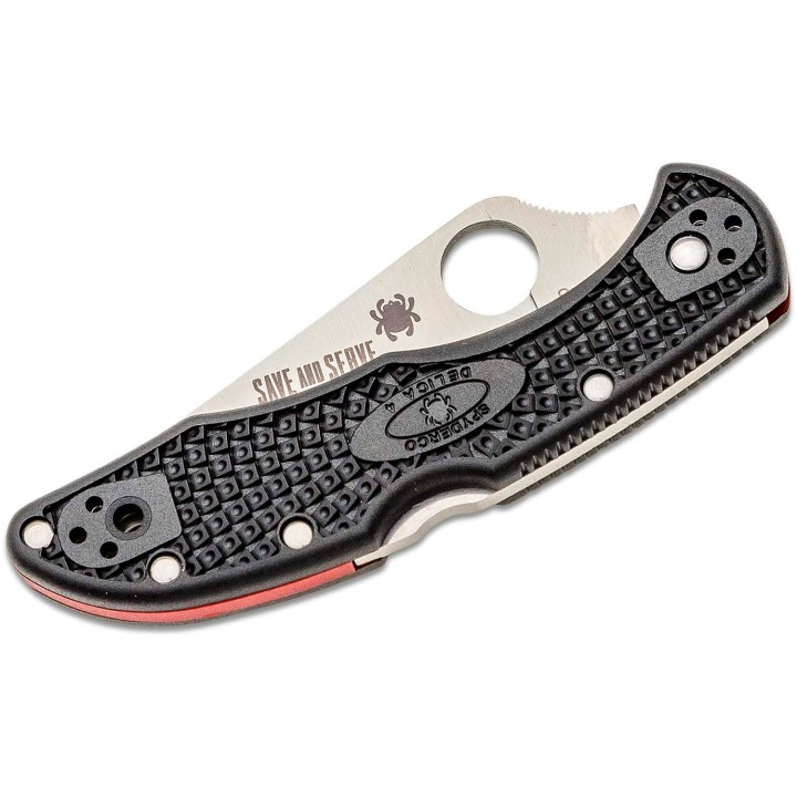 Couteau Spyderco Delica 4 Red Line Lame Acier VG10 Combo Manche FRN Lockback Clip Japan SC11FPSBKRD - Livraison Gratuite