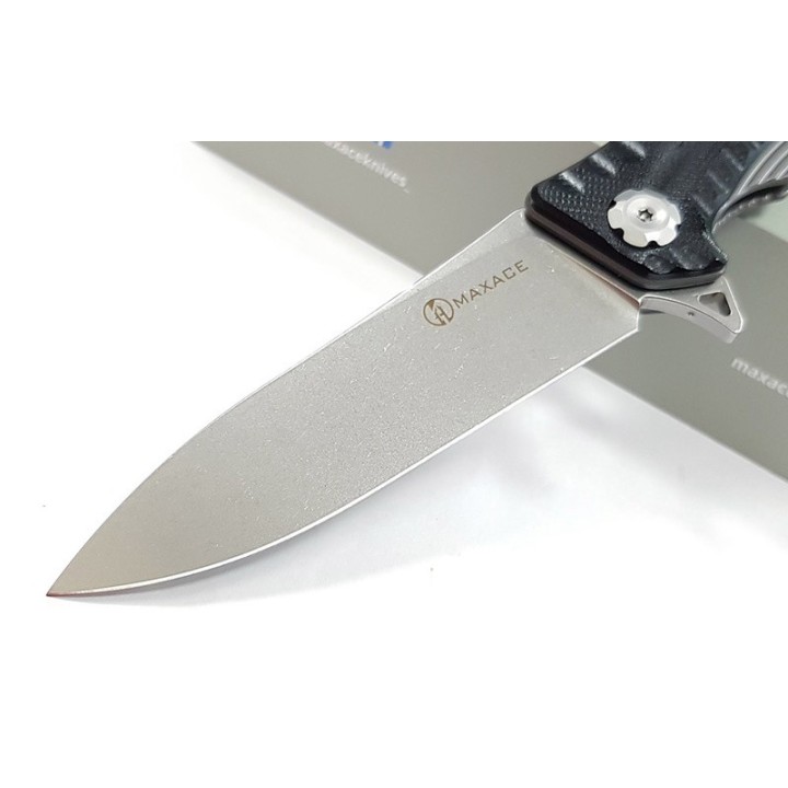 Couteau Maxace Zealot Black Lame Acier Bohler K110 IKBS G10 Handle Linerlock Clip MAXMCZ201 - Livraison Gratuite