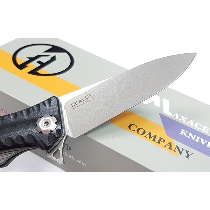 Couteau Maxace Zealot Black Lame Acier Bohler K110 IKBS G10 Handle Linerlock Clip MAXMCZ201 - Livraison Gratuite