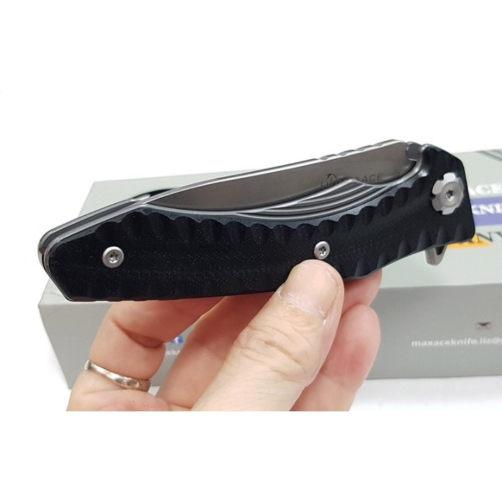 Couteau Maxace Zealot Black Lame Acier Bohler K110 IKBS G10 Handle Linerlock Clip MAXMCZ201 - Livraison Gratuite