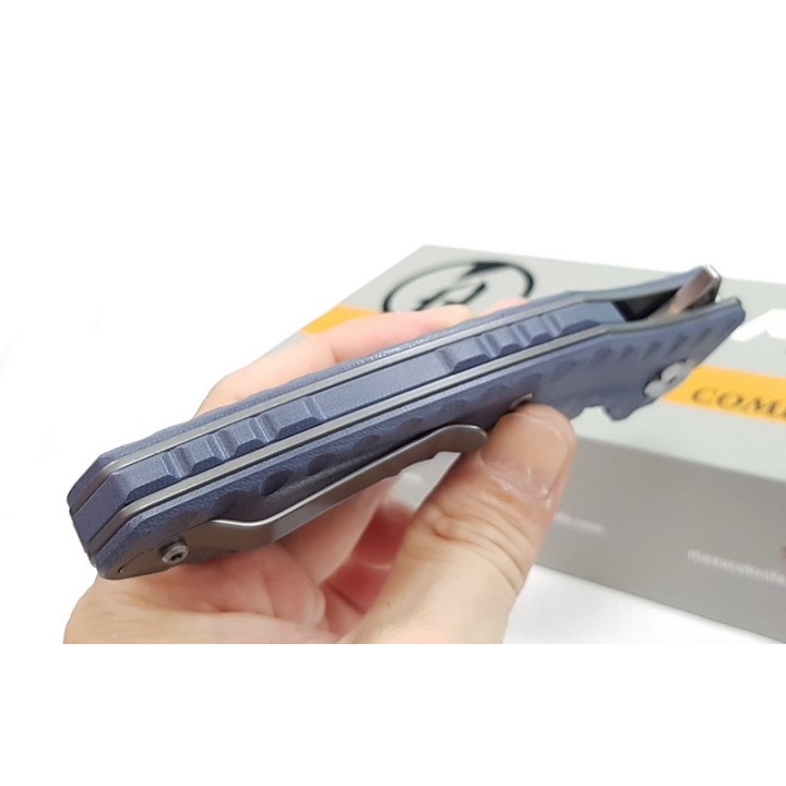Couteau Maxace Zealot Blue-Gray Lame Acier Bohler K110 IKBS G10 Handle Linerlock Clip MAXMCZ202 - Livraison Gratuite
