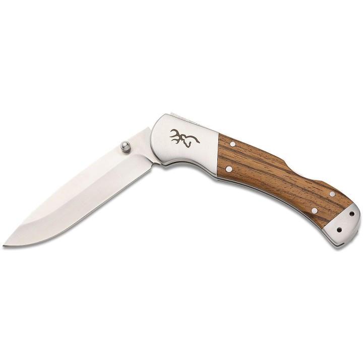 Couteau Browning Sage Creek Large Lame Acier 9Cr14MoV Manche Bois Lockback BR0533B - Livraison Gratuite