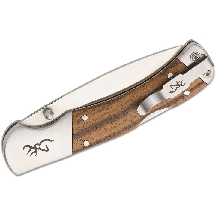 Couteau Browning Sage Creek Large Lame Acier 9Cr14MoV Manche Bois Lockback BR0533B - Livraison Gratuite