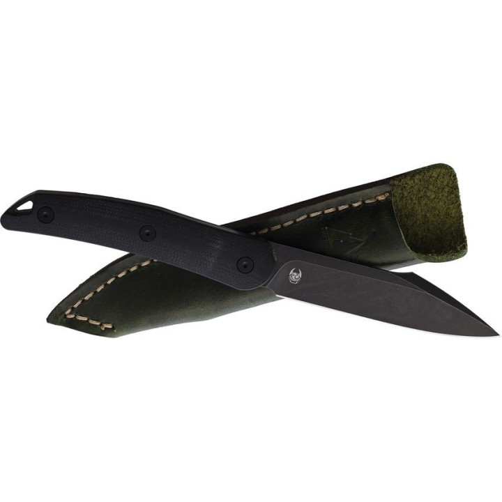 Couteau CMB Kisame Black Lame Acier 14C28N Blackwash Manche G10 Etui Cuir CMBFB01D - Livraison Gratuite