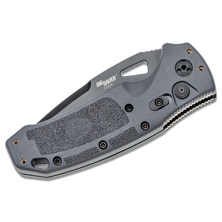 Couteau Automatique SIG Sauer K320A Black Drop Point Acier S30V Manche Gray Polymère Clip USA SIG36332 - Livraison Gratuite