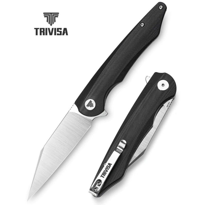 Couteau Trivisa Lynx Satin Lame Acier 14C28N Manche G10 IKBS Linerlock Clip TVTY02G14 - Livraison Gratuite