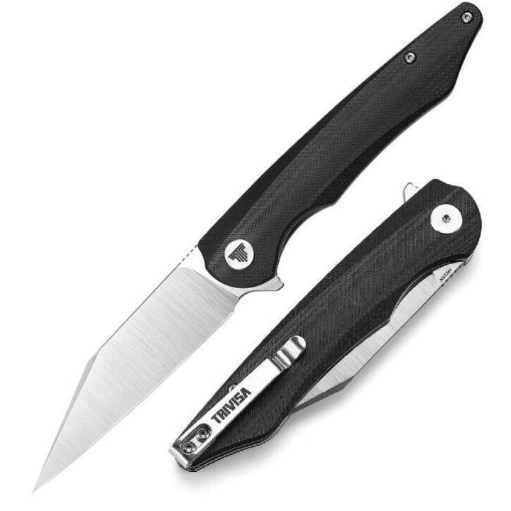 Couteau Trivisa Lynx Satin Lame Acier 14C28N Manche G10 IKBS Linerlock Clip TVTY02G14 - Livraison Gratuite