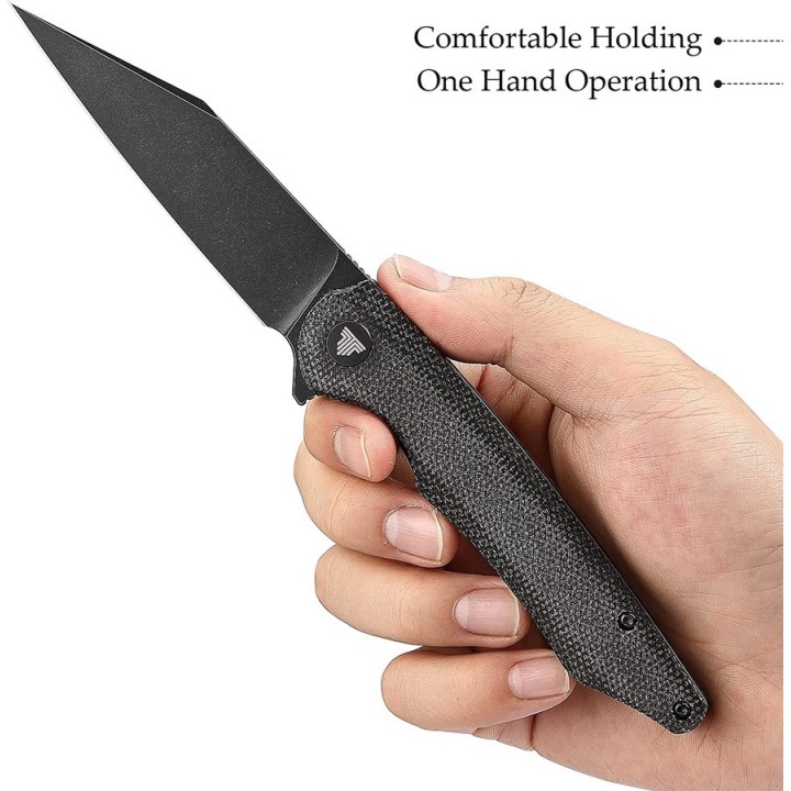 Couteau Trivisa Lynx Blackwash Lame Acier 14C28N Black Manche G10 IKBS Linerlock Clip TVTY02M14 - Livraison Gratuite