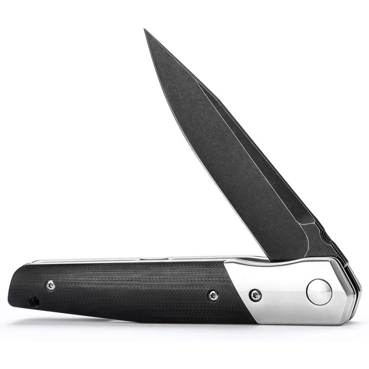 Couteau Trivisa Leominor Blackwash Lame Acier Bohler K110 Black Manche G10 IKBS Linerlock Clip TVXW01BKG - Livraison Gratuite