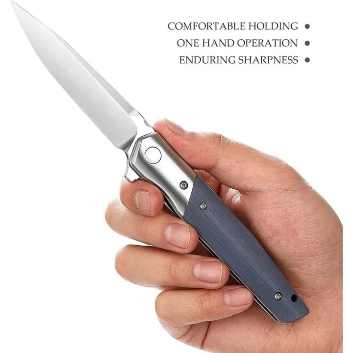 Couteau Trivisa Leominor Blue Lame Acier Bohler K110 Black Manche G10 IKBS Linerlock Clip TVXW01GKG - Livraison Gratuite