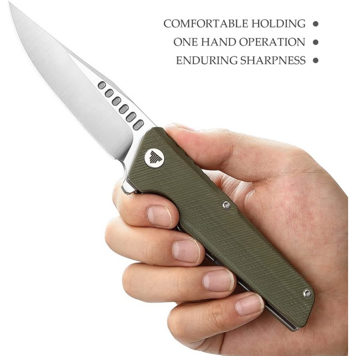 Couteau Trivisa Orion Green Lame Acier D2 Manche G10 IKBS Linerlock Clip TVTY01GDG - Livraison Gratuite