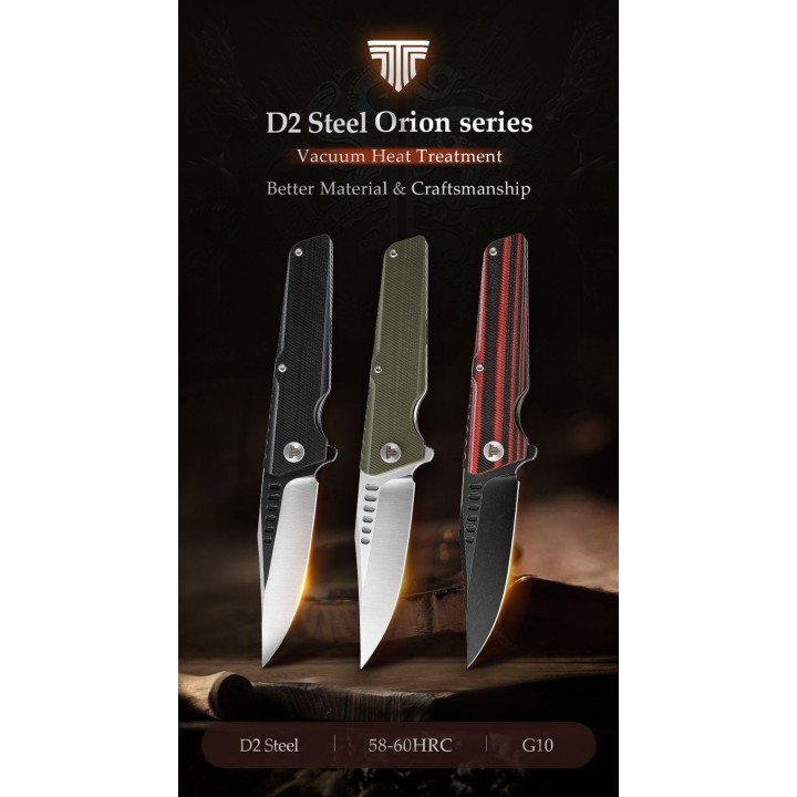 Couteau Trivisa Orion Green Lame Acier D2 Manche G10 IKBS Linerlock Clip TVTY01GDG - Livraison Gratuite