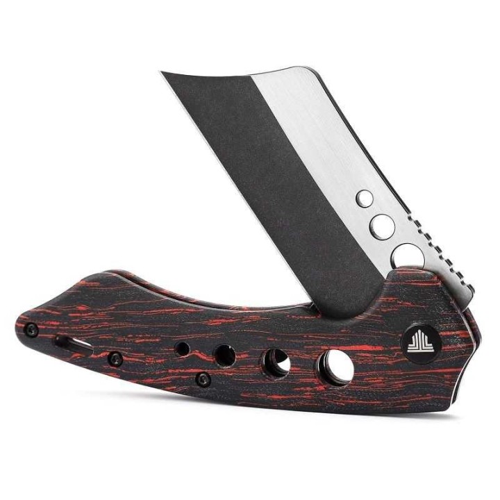 Couteau Trivisa Mensae Black/Red Lame Acier 154CM Manche G10 IKBS Linerlock Clip TVTY04RB154G - Livraison Gratuite