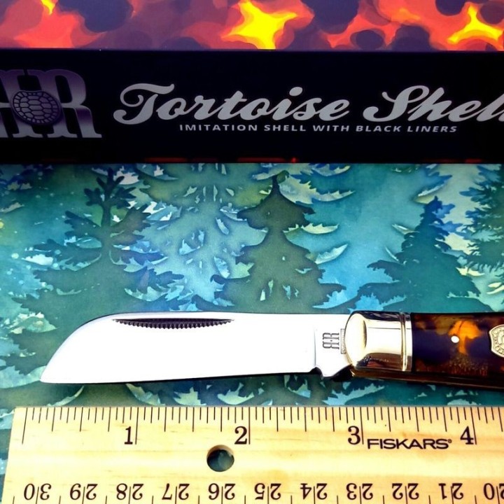 Couteau Rough Ryder Tortoise Shell Lame Hawk Acier 440B Manche Abs RR2454 - Livraison Gratuite