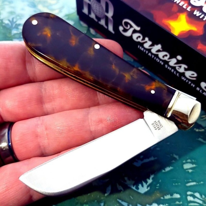 Couteau Rough Ryder Tortoise Shell Lame Hawk Acier 440B Manche Abs RR2454 - Livraison Gratuite