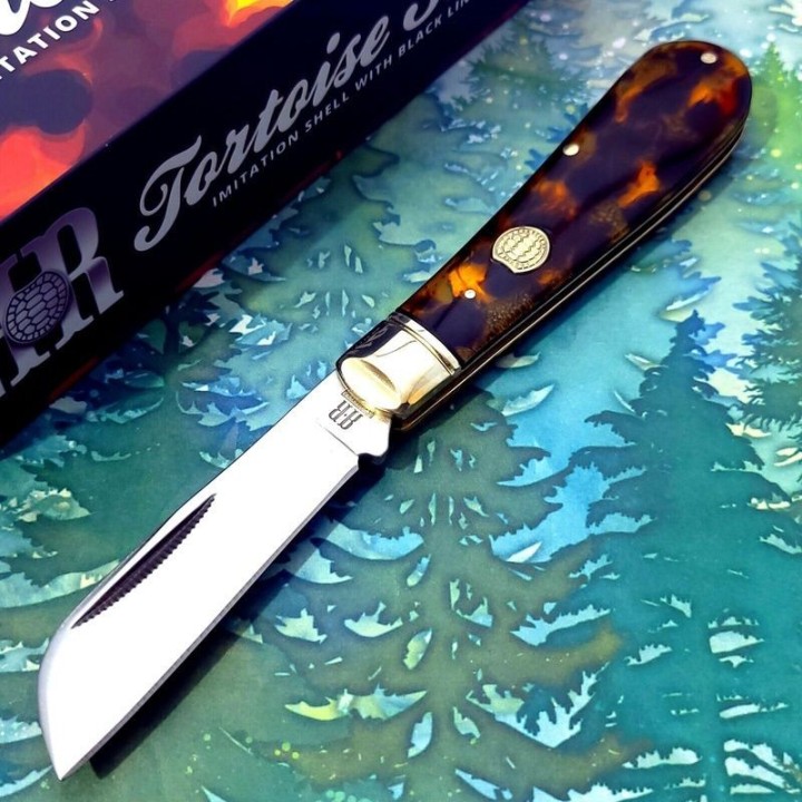 Couteau Rough Ryder Tortoise Shell Lame Hawk Acier 440B Manche Abs RR2454 - Livraison Gratuite