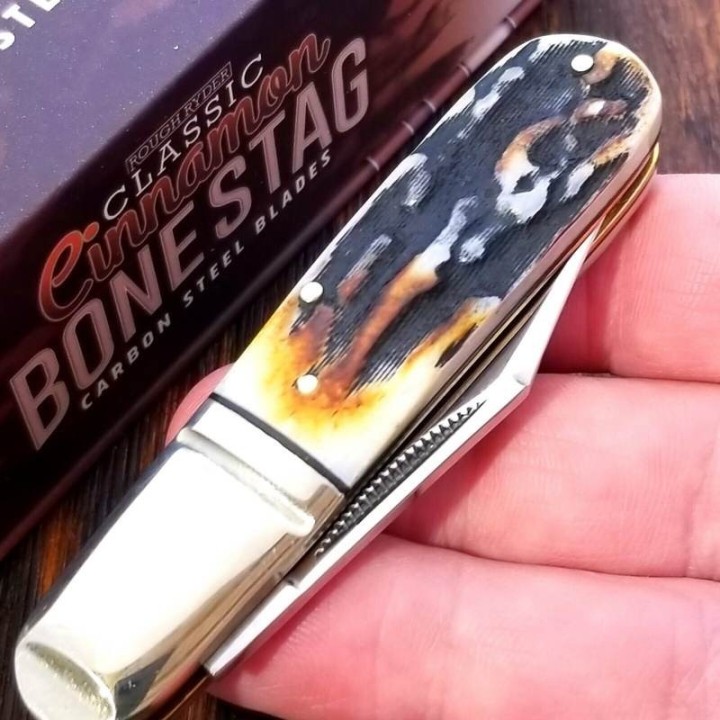 Couteau Rough Ryder Barlow Cinnamon Bone Lame Acier Carbone Manche Os RR2429 - Livraison Gratuite