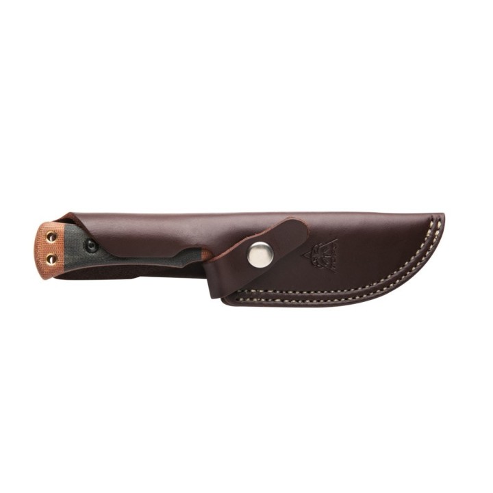 Couteau TOPS Woodcraft Manche Micarta Lame Acier Carbone 1095 Etui Cuir Made USA TPWC01 - Livraison Gratuite