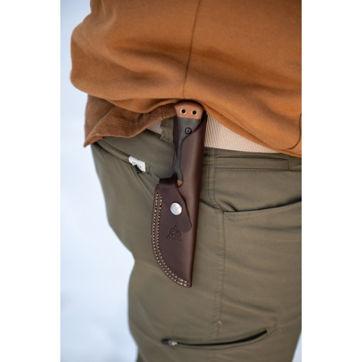 Couteau TOPS Woodcraft Manche Micarta Lame Acier Carbone 1095 Etui Cuir Made USA TPWC01 - Livraison Gratuite