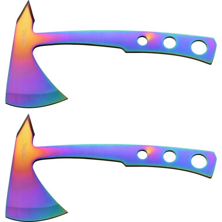 Set de 2 Haches de Lancer Perfect Point Throwing Axe Lame Acier Spectrum Etui Nylon PP107RB2 - Livraison Gratuite