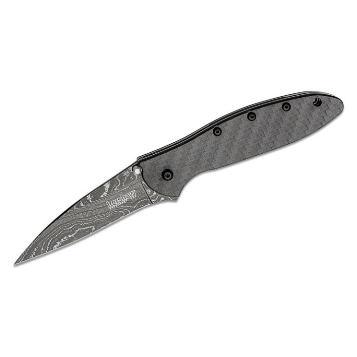 Couteau Kershaw Leek Damas A/O Manche Fibre de Carbone Lame Acier Damas Linerlock Clip KS1660CFDAM - Livraison Gratuite