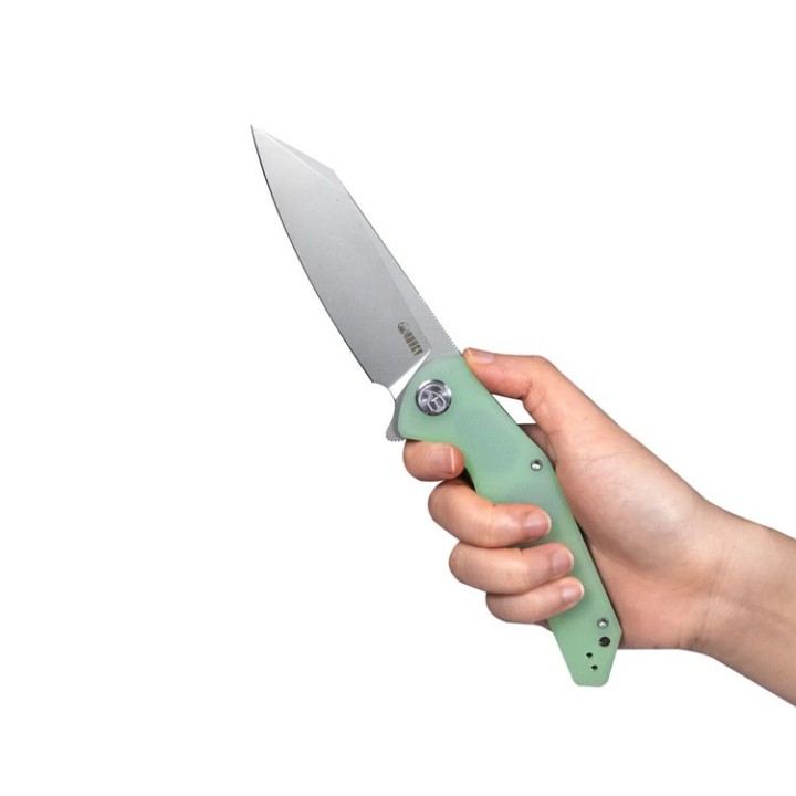 Couteau Kubey Flash Jade Manche G10 Lame Beadblasted AUS-10 IKBS Linerlock Clip KUB158I - Livraison Gratuite