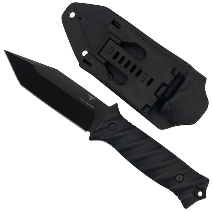 Couteau Tactical Takumitak Fulcrum Military Black Tanto Lame Acier D2 Manche G10 Etui Kydex TKF201BK - Livraison Gratuite