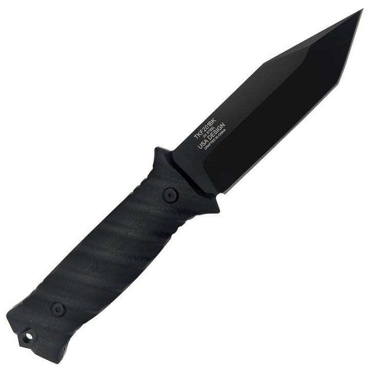 Couteau Tactical Takumitak Fulcrum Military Black Tanto Lame Acier D2 Manche G10 Etui Kydex TKF201BK - Livraison Gratuite