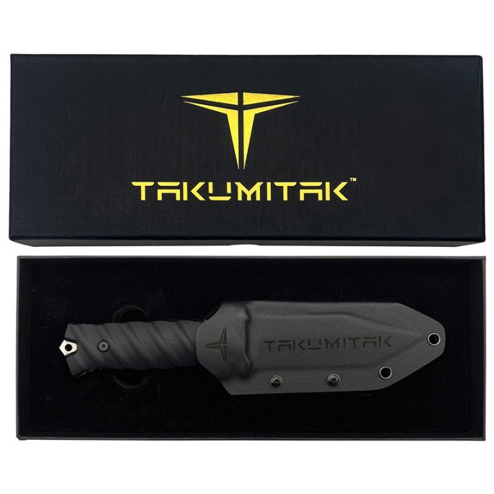 Couteau Tactical Takumitak Fulcrum Military Satin Tanto Lame Acier D2 Manche G10 Etui Kydex TKF201SL - Livraison Gratuite