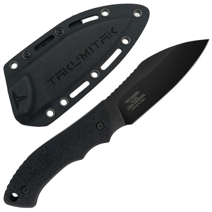 Couteau Takumitak DAY 500 Neckmuk Black Lame Acier D2 Manche G10 Etui Kydex TKF206BK - Livraison Gratuite